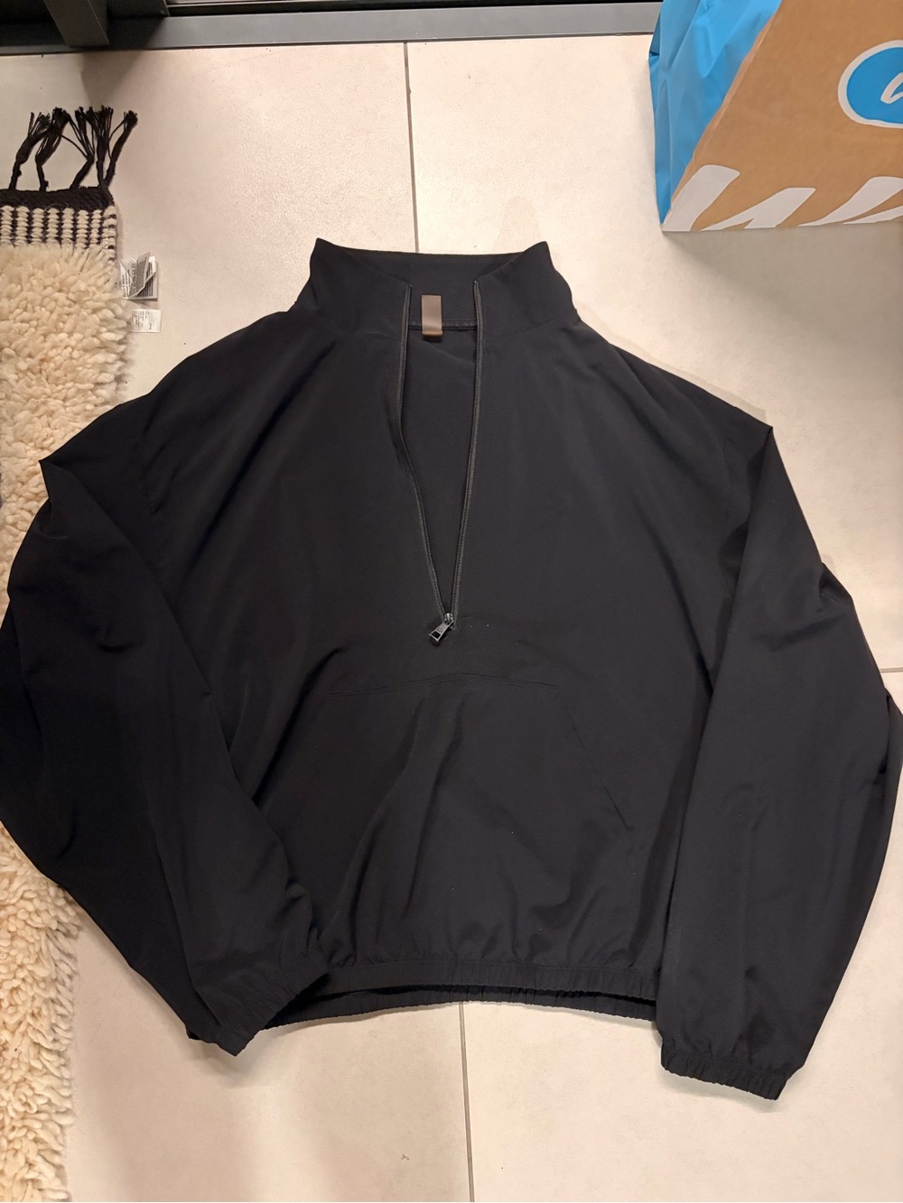 Re/Done Black Half-Zip Bomber Pullover Jacket